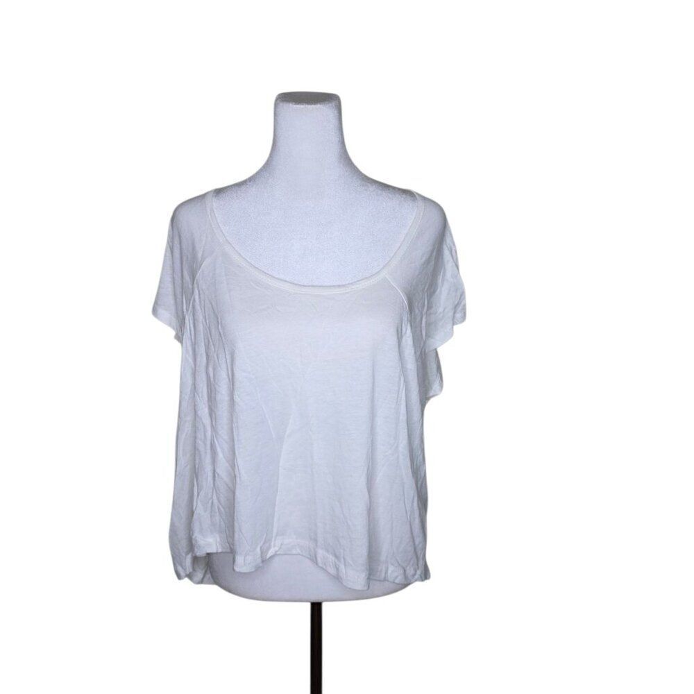 Obey No89 Cap Sleeve High Low Cropped Swing Top Womens Size M White